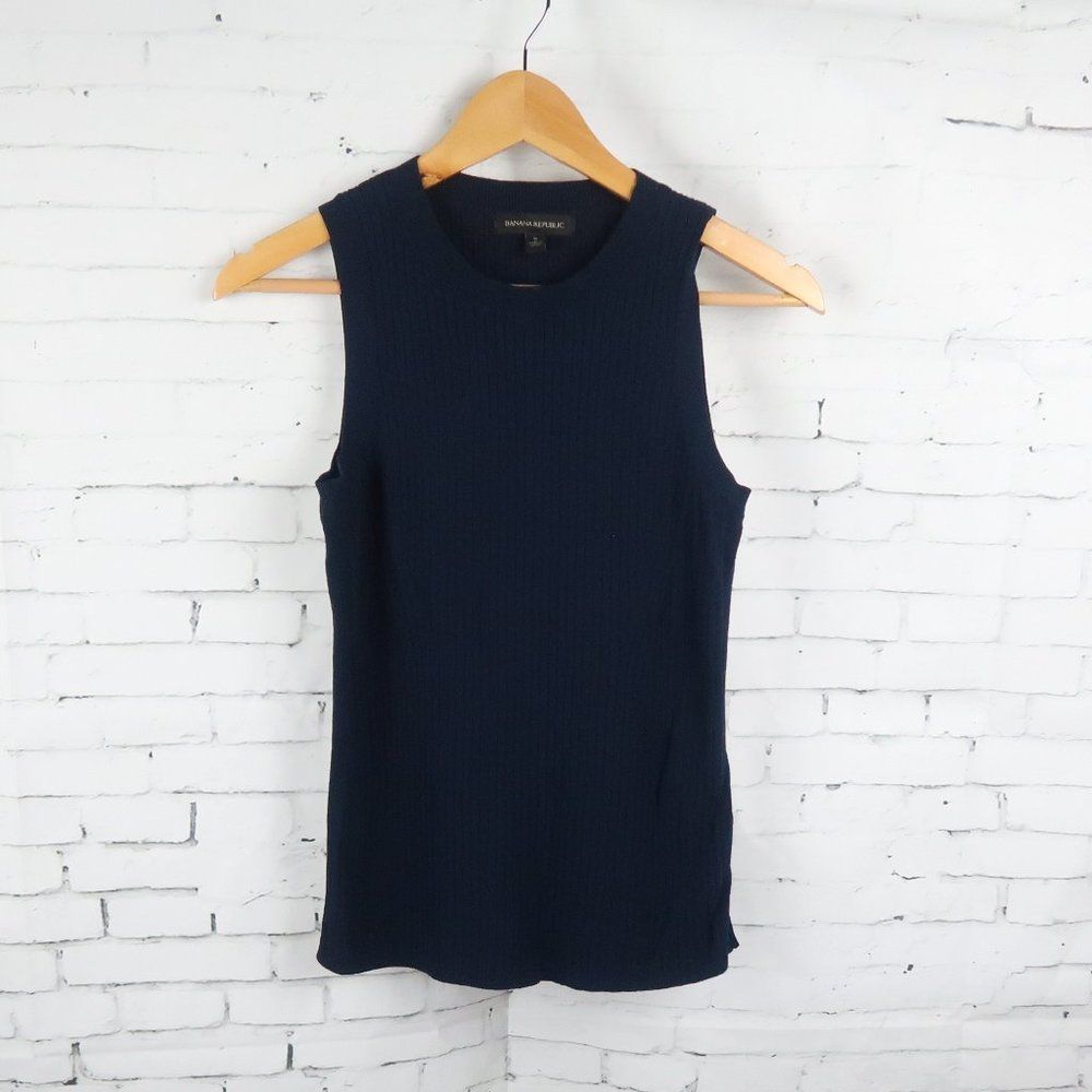Banana Republic Navy Ribbed Muscle Tee